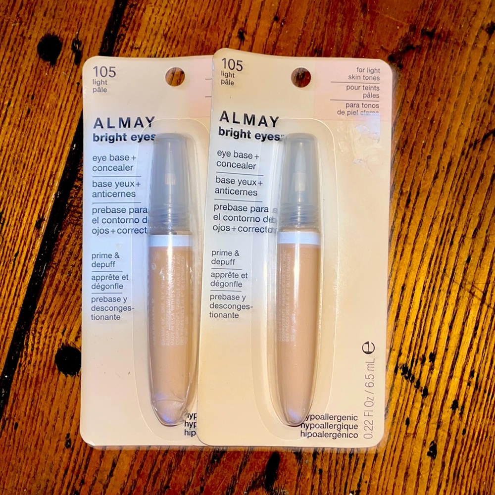 NIP! 2 Packages-Almay Bright Eyes Base & Concealer. #105/Light Pale